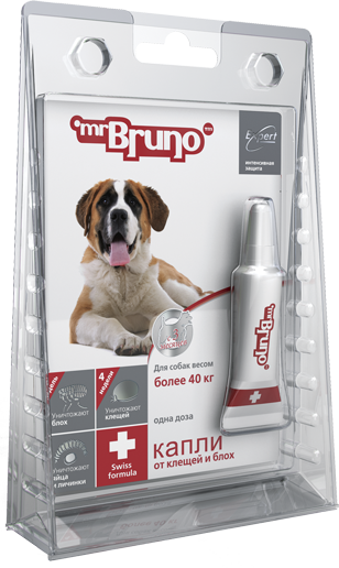 Капли для собак Mr.Bruno Plus от паразитов свыше 40 кг.